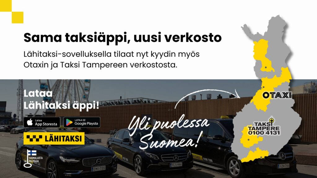 Lähitaksi, Taksi Tampere ja Otaxi haastavat Uberin – taksisovellusverkosto toimii jo yli puolessa Suomea ja yli 80 kaupungissa Euroopassa ja USA:ssa 